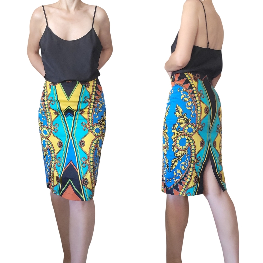 Flying Tomato geometric print pencil skirt